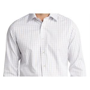 Camicia Elegante da Uomo David Donahue in Popeline di Cotone Vestibilità Slim con Colletto Button-Up in Bianco/Marrone/Blu Taglie fino a 6XL Non Necessita di Stiratura - Product Image 2