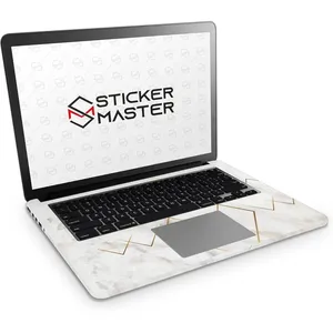 Autocollant pour ordinateur portable en PVC à motif marbre doré, double couche, imperméable, style dessin animé, pour personnaliser votre appareil - Product Image 1