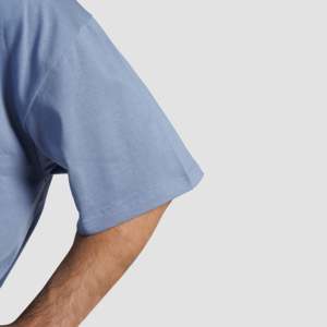 T-shirt Basique Bleu Coupe Slim en Jersey 100% Coton Léger pour Fitness, Tissu 300 Grammes, Modèle Imprimé à Motif Compressé - Product Image 6