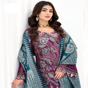 Ramsha-Traje Punjabi de tres piezas para mujer, vestido largo maxi de gasa bordada pesada, vestidos Eid paquistaníes, Salwar Kameez - Product Image 2