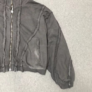 Sudadera con capucha completa con cremallera, estilo acid wash, extragrande, 500 g/m², sudadera con capucha corta para hombre, sudadera con capucha extragrande para hombre, sudadera con capucha pesada - Product Image 6