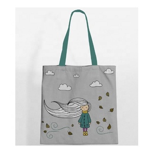 Cute Whale Printed Foldable <b>Large</b> Capacity <b>Canvas</b> Shoulder Handbag Eco-friendly Reusable Diy Customizable 100% Cotton Tote Bags - Product Image 1