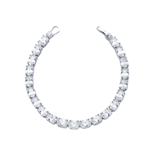 Oval Cut Clear Zircon Stones Jewelry Turkish Handmade Wholesale 925 Sterling Silver Tennis Bracelet - Product Image 1