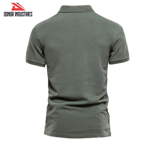2025 Lightweight Men's Casual Short Sleeve Turndown for Polo 100% Cotton Solid Color Street Wear Knitted <b>Fabric</b> for Polo Shirts - Product Image 3