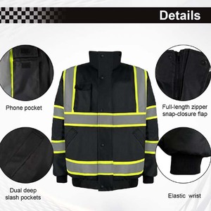 Ventes chaudes : Vêtements de travail de sécurité, ANSI Classe 1, haute visibilité, réfléchissant, LED clignotante, sweat-shirt imperméable à capuche, veste pour homme, plus chaud - Product Image 4