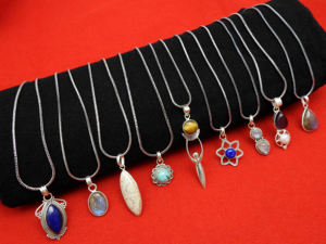 พลอยอะซูไรต์ธรรมชาติ925จี้รูปแปดเหลี่ยมเงินสเตอร์ลิงเครื่องประดับแฮนด์เมดราคาโรงงานขายส่ง - Product Image 5