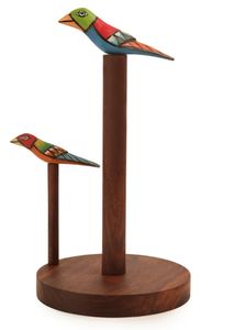 Collection d'oiseaux porte-serviettes élégant marron en bois de Sesham porte-serviettes comptoir distributeur de rouleaux Base antidérapante pour la cuisine - Product Image 5