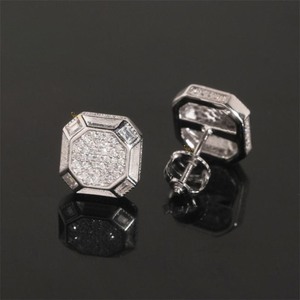 Fashion 10K Solid <b>Gold</b> Moissanite Diamond Stud <b>Earrings</b> Octagon Iced Out Hip Hop Jewelry <b>for</b> <b>Men</b> Women Party Wedding - Product Image 5