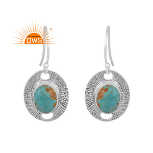 Pendientes Colgantes de Plata de Ley Oxidada con Turquesa Natural de Kingman, Última Tendencia, Proveedor de Joyería Personalizada - Product Image 1