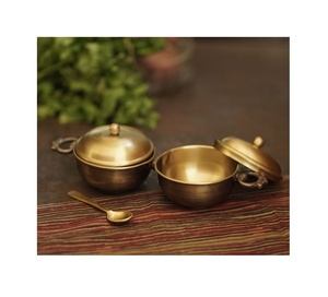 Laiton brillant polonais 4 sections bol serveur ensemble Offre Spéciale Premium bol luxe Royal classique Look fruits service fait à la main bol - Product Image 5