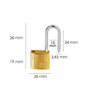 Lucchetto in ottone con anello lungo da 20 mm. - Product Image 2