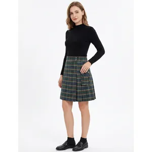 Scottish Festival Men's Plaid Kilt Color Contrast Pleated Skirt Made of <b>Wool</b> - Product Image 1
