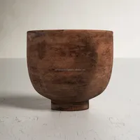 Bol de service rond en bois, style rustique, écologique, fait main, pour servir les aliments lors de fêtes