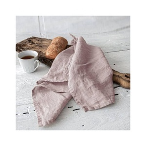 Serviette de table en lin brodé de haute qualité, 100% coton, lavée, couleur personnalisée, pour restaurant - Product Image 1