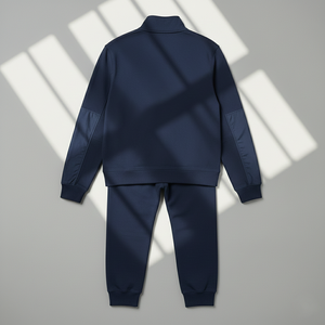 Conjunto Deportivo Personalizado para Hombre, Azul Medianoche, Algodón Grueso Ripstop, Lavado Ácido, Parches Sólidos, Diseño de Rodilla Articulada, Estilo Utilitario - Product Image 2