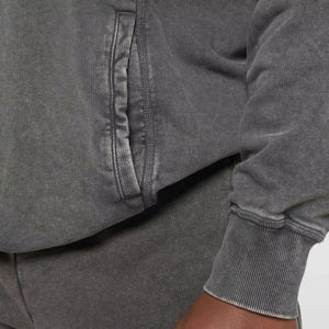 Otoño hombres personalizados 400g peso pesado algodón Vintage lavado con capucha conjunto corto lavado ácido con capucha conjunto corto para invierno - Product Image 2