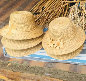 Chapeau en jacinthe d'eau fabriqué à la main en matériau naturel avec charme rustique fabriqué au Vietnam-pour les voyages de pêche en plein air - Product Image 3