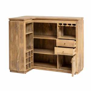 Armoire à vin et comptoir de bar en bois de manguier au design moderne de style occidental pour la maison, l'extérieur et les cafés - Product Image 4