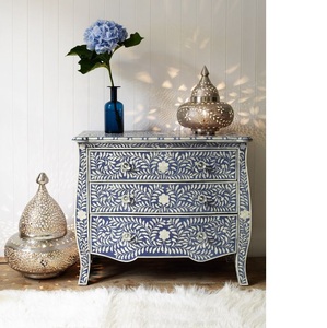 Artisan Bone Inlay Tiroir De Rangement Table D'appoint Agate Accentué Magnésie Artisanat - Product Image 3