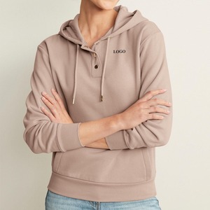 Alta calidad al por mayor Streetwear mujer Sudadera con capucha algodón polar logotipo personalizado mujer Sudadera con capucha hombro caído transpirable Color sólido 2026 - Product Image 2