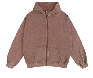 Sudadera con Capucha para Hombre, de Algodón y Poliéster, con Cierre Completo, Color Sólido, Teñido Liso, para la Temporada de Invierno - Product Image 4