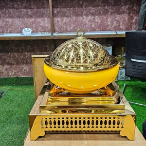 Plato de frotamiento de acero inoxidable de lujo, calentador de alimentos, juego de buffet con forma de huevo plateado, ecológico - Product Image 1