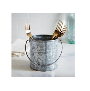 Home Table Decoration Multipurpose Party Cutlery Desk Caddy <b>Utensil</b> Holder Home & Garden Farmhouse <b>Kitchen</b> Round Shape Silver - Product Image 1