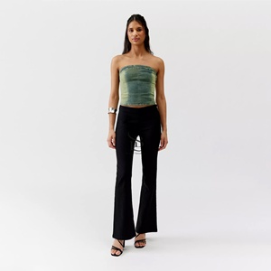 เสื้อครอปสตรีสไตล์ลำลองผ้ายีนส์ประดับลูกปัดผ้ายืดสำหรับฤดูร้อน1ชิ้น - Product Image 3