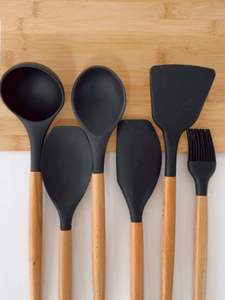 Spatule de cuisson en bois naturel et résine avec et support cuillère pour la meilleure couleur Cuillère en bois et résine - Product Image 2