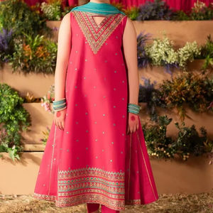 Elegante Lehenga Choli Pakistaní para Niñas, Bordado, Elegante, de Acrílico, Sin Arrugas, para Bodas, Eid, Cumpleaños y Fiestas - Product Image 1