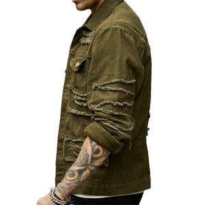 Chaqueta vaquera resistente verde algodón 100% para hombre, diseño Vintage en blanco, estilo deportivo transpirable, estilos personalizables, piel de vaca - Product Image 6