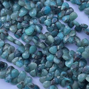 หิน Chrysocolla สีเขียวธรรมชาติ,ลูกปัด Briolette ขนาด6มม. 8มม. 10มม. ทำจากอัญมณีร้อยลูกปัดทำจากหินลูกแพร์ DIY ออนไลน์ - Product Image 3