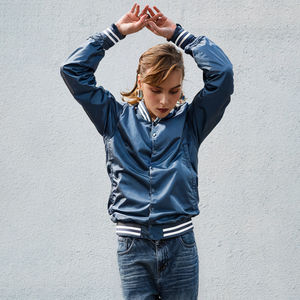 Veste de baseball universitaire à col montant unisexe taille XL veste Letterman en toile tissée avec logo brodé personnalisable pour hommes printemps - Product Image 5