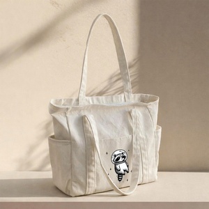 Bolsa de Lona Truong Gia con 3 Compartimentos, Cierre de Cremallera, Diseño Estampado de Mapache, Bolsa de Compras Resistente para Todas las Temporadas - Product Image 5