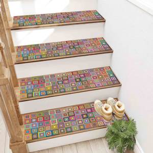 Tapis imprimé à motifs géométriques, tapis d'escalier moderne et coloré pour la décoration de la maison, tapis de marche - Product Image 1