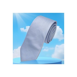 Corbata italiana de tejido jacquard con estampado de ojo de pájaro azul bebé - Product Image 2