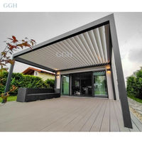 Pérgola para Piscina Exterior KAKADU, Sistema Louvre Baivilla Motorizado, Ventanas de Acrílico con Recubrimiento en Polvo, Persianas de Aluminio