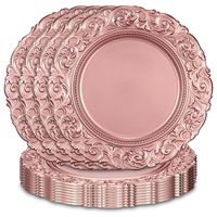 Plaque de charge décorative ronde en métal durable, légère et réutilisable, pour les fêtes, les mariages et les hôtels.