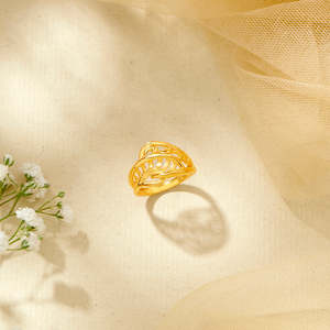 Elysian Twist Rose Gold Plated <b>Opening</b> Cluster <b>Ring</b> for Women - Product Image 1