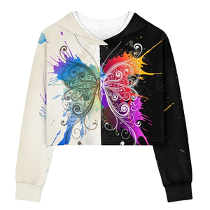 Nuevo estilo hecho a medida mujeres Crop Top sudaderas con capucha Etiqueta Privada ropa de invierno mujeres Crop Top sudaderas con capucha - Product Image 1