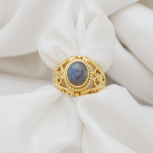 Wholesale 925 Sterling Silver Gold Plated <b>Ring</b> <b>Labradorite</b> 18K Gold Plating From India - Product Image 2