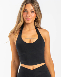 Top Corto Halter de Alta Calidad para Mujer, Tejido de Poliéster/Algodón, Transpirable, de Secado Rápido, Ecológico, Estilo Urbano, 160 Gramos - Product Image 2