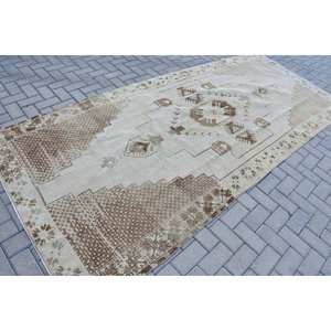 พรมตุรกีวินเทจ4.7 x 10.7ft เบจสีน้ำตาลพื้นที่ขนาดใหญ่งานเย็บปะติดปะต่อกันด้วยผ้าขนสัตว์สี่เหลี่ยมผืนผ้าออกแบบสำหรับห้องโถงพรมยางสำหรับห้อง - Product Image 2