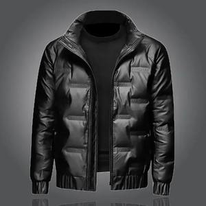 Chaqueta acolchada ligera para hombre, Abrigo acolchado cálido térmico de invierno con cuello levantado y cremallera, cortavientos impermeable de lona a prueba de viento - Product Image 4