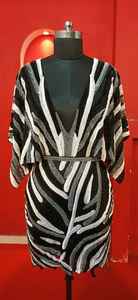 Designer O-Neck Beaded <b>Evening</b> <b>Dress</b> for Women with Full Sleeves and Knee Length - Product Image 2