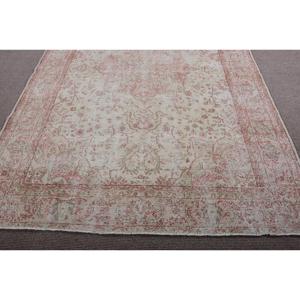 Grand tapis turc en laine de 67x9,4 pieds, blanc, design vintage persan patchwork avec envers en latex - Product Image 5