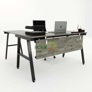 Bureau contemporain en forme de L ACONCEPT HBAC018-140x150, assemblage requis, acier et bois, mobilier de bureau pour chambre et bureau - Product Image 3