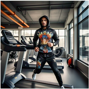 Survêtement homme impression numérique Sportswear Running Jogger Hoodie & Pajama Trouser Two Piece Men Sublimation Print Tracksuit Men - Product Image 2