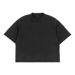 เสื้อผ้าผู้ชายไซส์ใหญ่280gsm เสื้อยืดสีดำทรงบ็อกซี่ฟิตตัวสั้นผ้าฝ้าย100% - Product Image 5