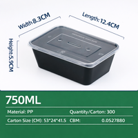 Boîte à lunch en plastique jetable transparente rectangulaire personnalisée de 500 ml, 650 ml, 750 ml, 1000 ml, contenants alimentaires jetables avec couvercle